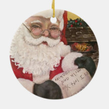 Ornamento de 2 Lados da Lista do Papai Noel