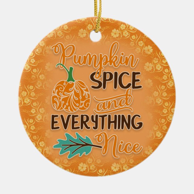 Cerâmica Ornamento de Abóbora de Outono Laranja (Frente)