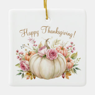 Cerâmica Ornamento de Ação de Graças Feliz e Feliz Pumpkin