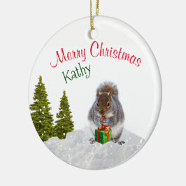 Cerâmica Ornamento de animais bonitos/Esquilo de Natal