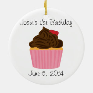 Cerâmica Ornamento de Aniversário de Cupcake Personalizado