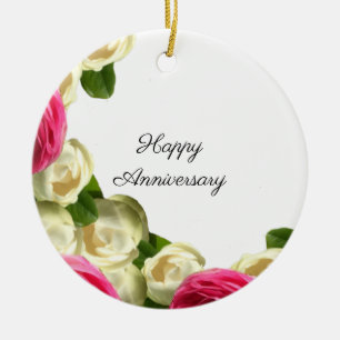 Cerâmica Ornamento de Aniversário Rosas Felizes