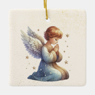 Cerâmica Ornamento de Anjo de Garoto de Rezação Personaliza