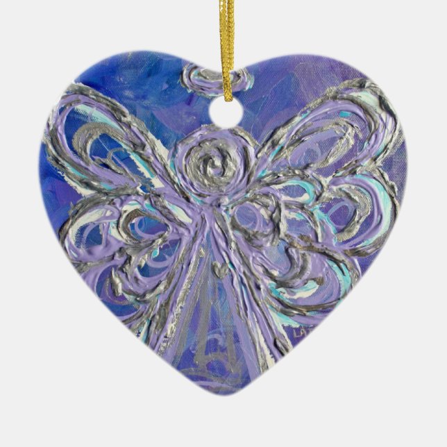 Cerâmica Ornamento de Anjo de Prata Roxo (Frente)