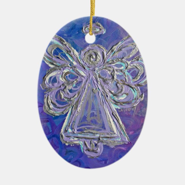 Cerâmica Ornamento de Anjo de Prata Roxo (Frente)
