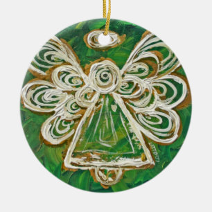 Cerâmica Ornamento de Anjo Verde
