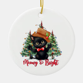 Cerâmica Ornamento de Ano Novo de Natal engraçado para Cat