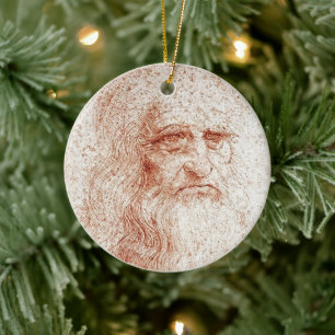 Cerâmica Ornamento de Arte Autorretrato de Leonardo da Vinc