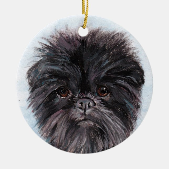 Cerâmica Ornamento de Arte Canina Affenpinscher (Frente)