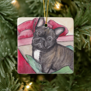 Cerâmica Ornamento de Arte de Cão Presente em Francês
