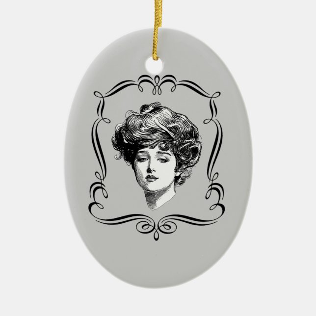 Cerâmica Ornamento de Arte de Reprodução de Garota Gibson (Frente)