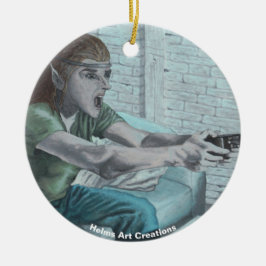 Cerâmica Ornamento de Arte Fantasia do Jogador de Vídeo Elf