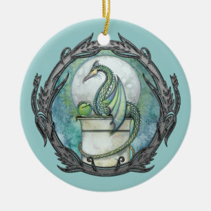 Cerâmica Ornamento de Arte Fantástica do Dragão Verde