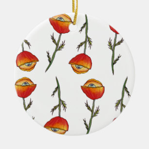 Cerâmica Ornamento de Arte Surreal abstrato Red Poppy