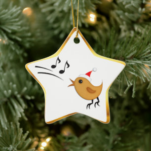 Cerâmica Ornamento de Árvore de Estrela de Pássaro Natal