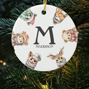 Cerâmica Ornamento de Árvore de Natal Animal Monograma