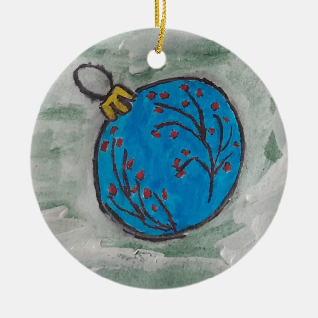 Cerâmica Ornamento de Árvore de Natal Bauble (Frente)
