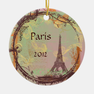 Cerâmica Ornamento de Árvore de Natal da Torre Eiffel