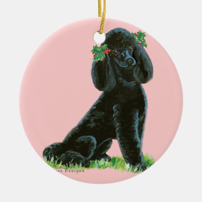 Cerâmica Ornamento de Árvore de Natal de Holly (Frente)