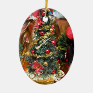 Cerâmica ornamento de árvore de Natal de loja de doces vint