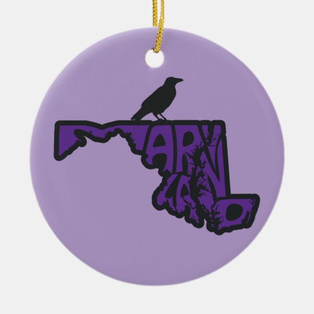 Cerâmica Ornamento de Árvore de Natal de Maryland Raven (Frente)