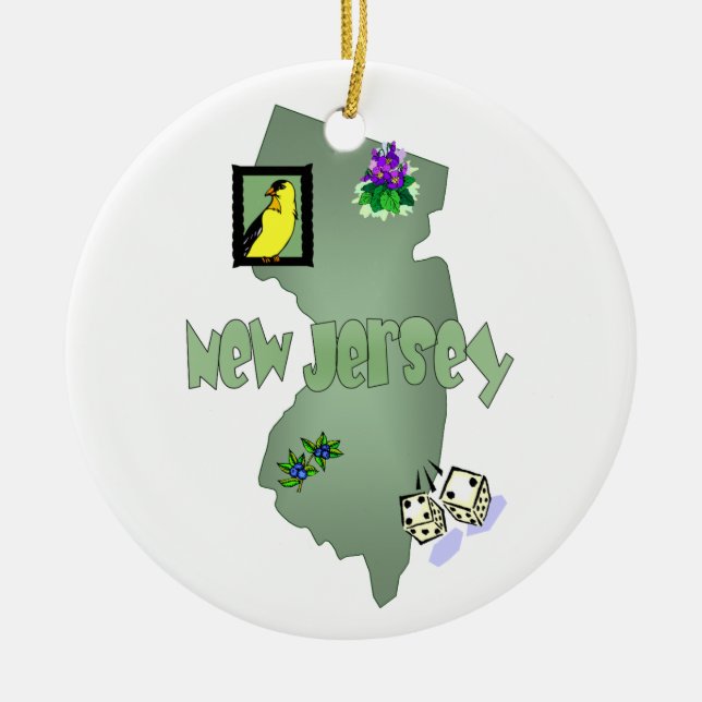 Cerâmica Ornamento de Árvore de Natal de Nova Jersey (Frente)