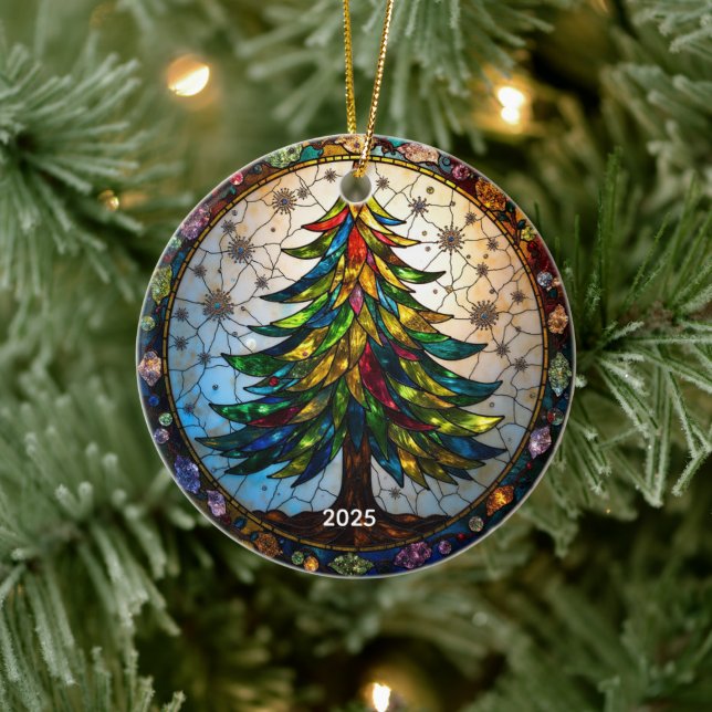 Cerâmica Ornamento de Árvore de Natal de Vidro abstrato (Árvore)