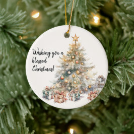 Cerâmica Ornamento de Árvore de Natal em Aquarela