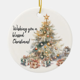 Cerâmica Ornamento de Árvore de Natal em Aquarela