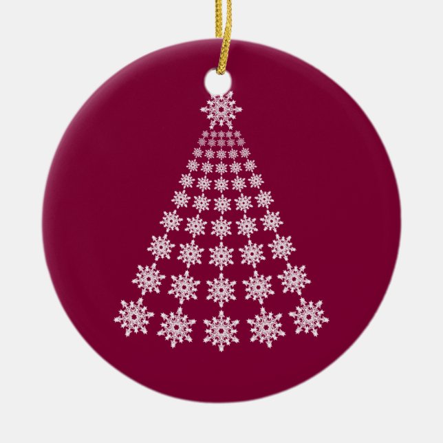 Cerâmica Ornamento de Árvore de Natal em Floco de Neve (Frente)