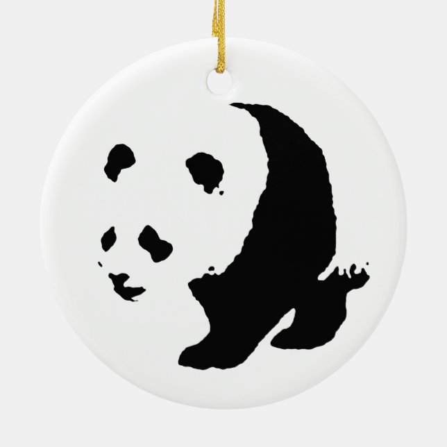 Cerâmica Ornamento de Árvore de Natal em Panda, Pop, branco (Traseira)