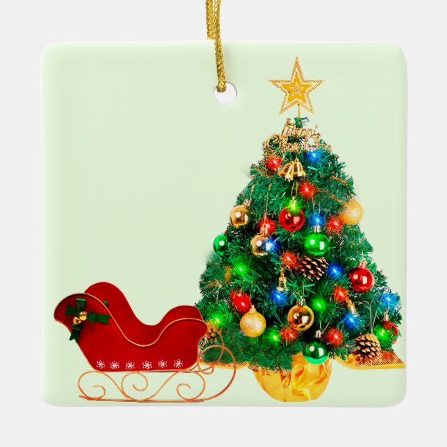 Cerâmica Ornamento de Árvore de Natal em papais noeis (Frente)