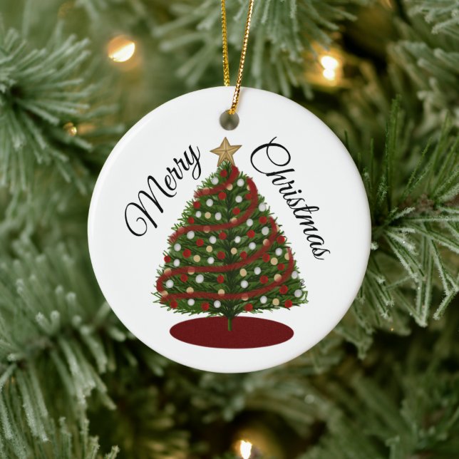 Cerâmica Ornamento de Árvore de Natal Feliz (Árvore)