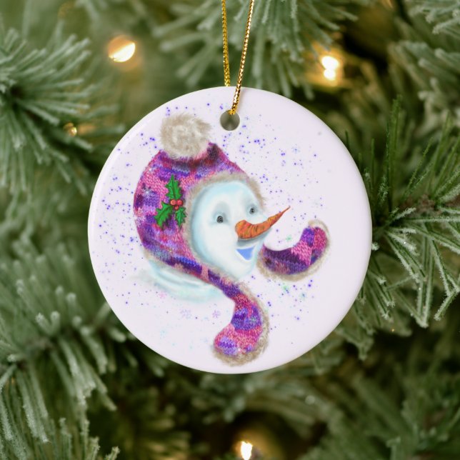 Cerâmica Ornamento de Árvore de Natal Feliz Snowman (Árvore)