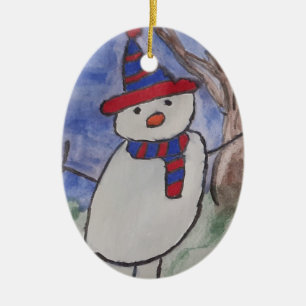 Cerâmica Ornamento de Árvore de Natal Jolly Snowman