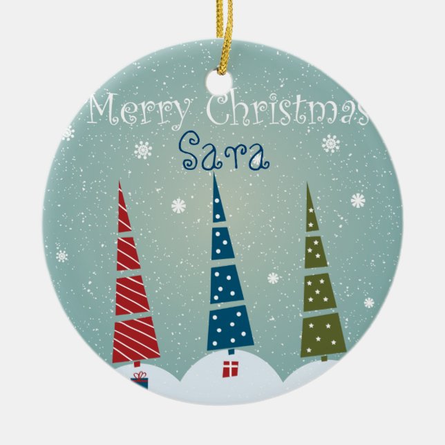 Cerâmica Ornamento de Árvore de Natal - Personalizar para D (Frente)