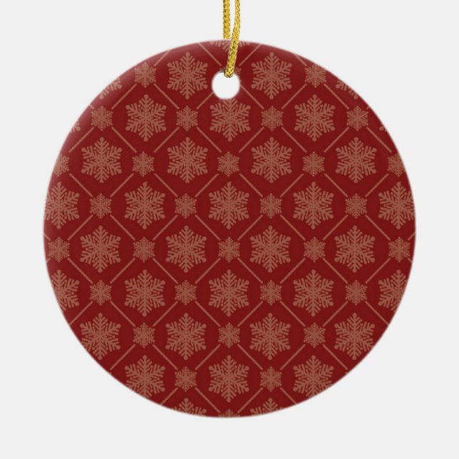Cerâmica Ornamento de Árvore de Natal Red Snowflake (Frente)