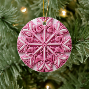Cerâmica Ornamento de Árvore de Natal Rosa