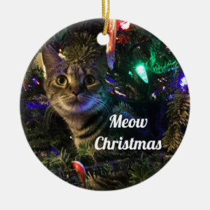 Cerâmica Ornamento de Árvore de Natal Tabby Cat