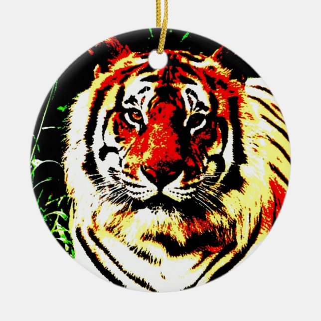 Cerâmica Ornamento de Árvore de Natal Tiger (Frente)