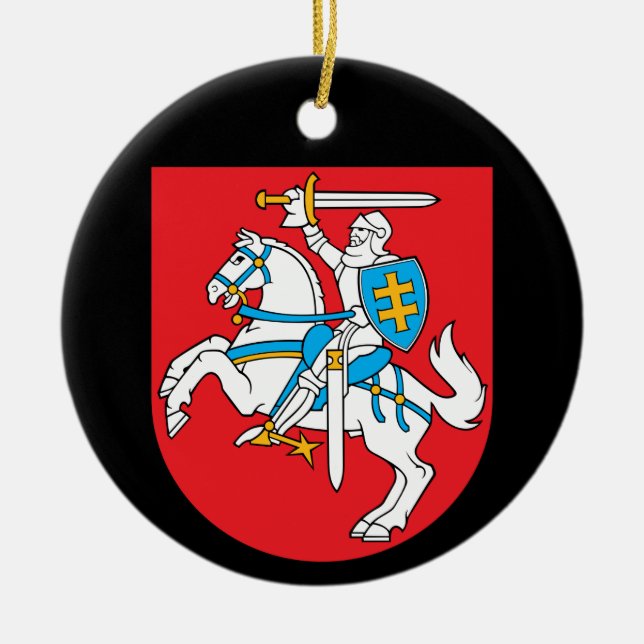 Cerâmica Ornamento de Árvores de Natal em Lituano (Frente)