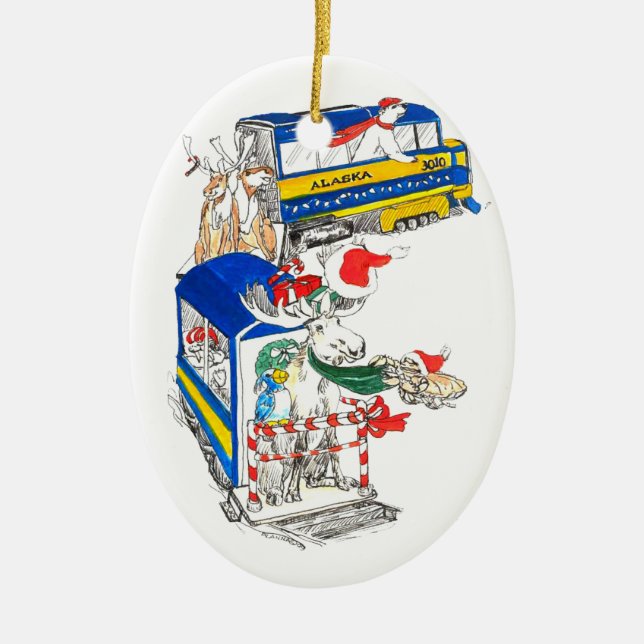 Cerâmica Ornamento de Árvores de Natal Whimsical (Frente)