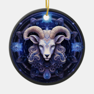Cerâmica Ornamento de Astrologia Personalizada de Áries Zod