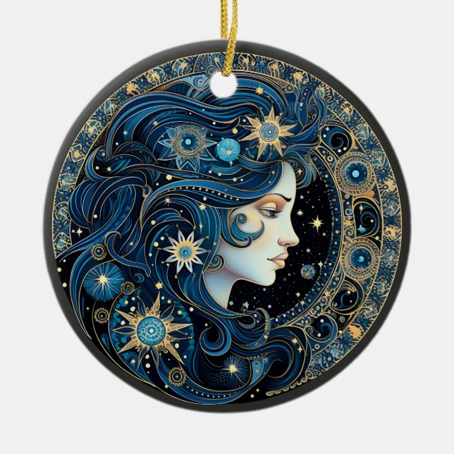 Cerâmica Ornamento de Astrologia Personalizada do Virgo Zod (Frente)