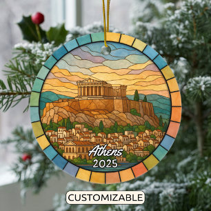 Cerâmica Ornamento de Atenas de Vidro Conservado Personaliz