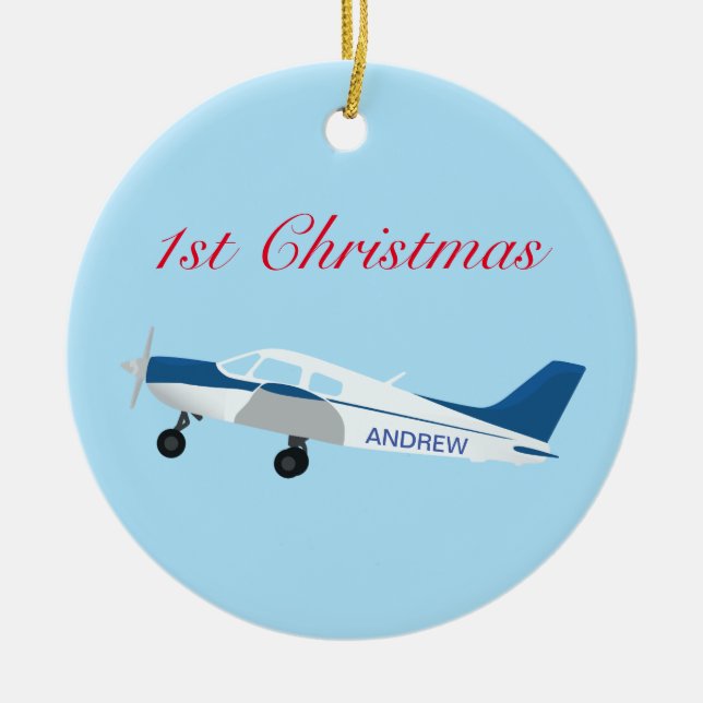 Cerâmica Ornamento de Avião de Natal de 1rua (Frente)