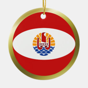 Cerâmica Ornamento de Bandeira da Polinésia Francesa