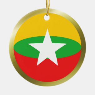 Cerâmica Ornamento de Bandeira de Mianmar