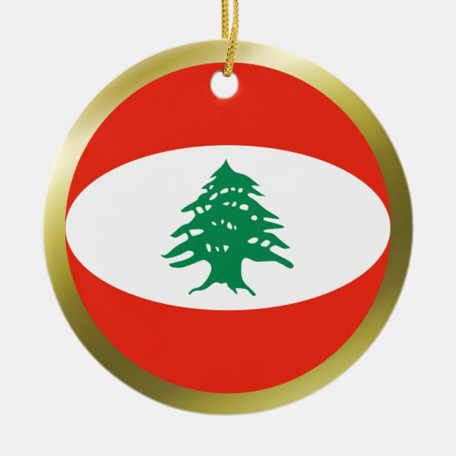 Cerâmica Ornamento de Bandeira do Líbano (Frente)