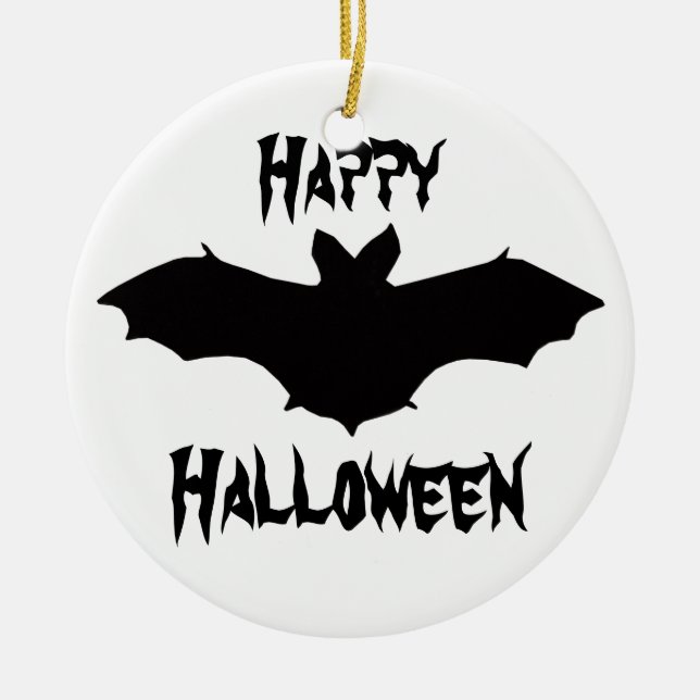 Cerâmica Ornamento de Bat Negro Halloween (Frente)